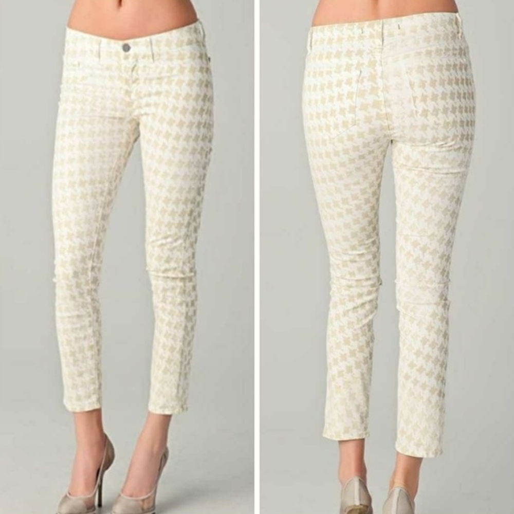 J Brand Mid-Rise Houndstooth Capri